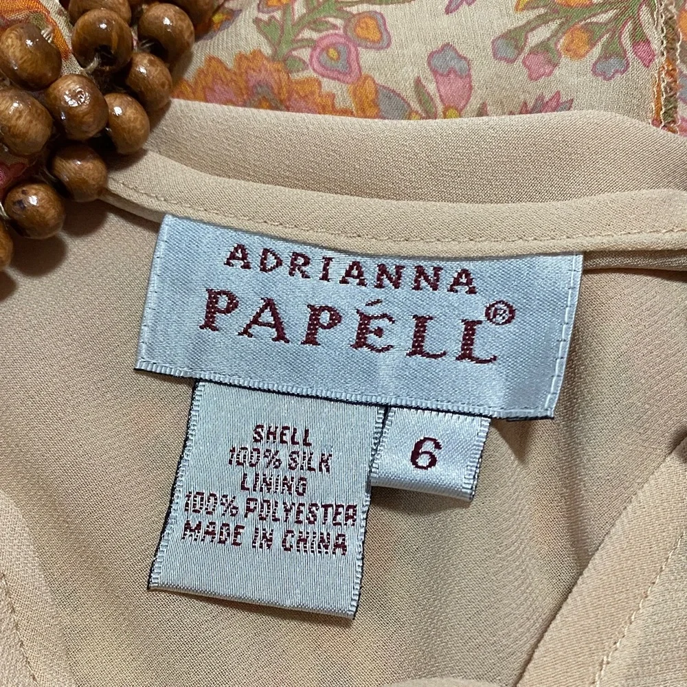 Adrianna Papell Orange and Brown Midi Dress vintage Size 6 100% Silk & poliéster - Picture 11 of 16